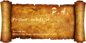 Priher Arkád névjegykártya